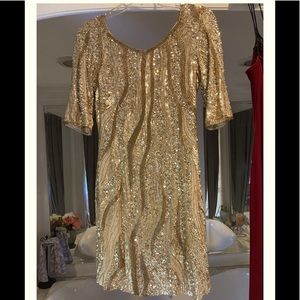 Adrianna Papell stunning two toned, gold and bronze, sequin, beaded dress